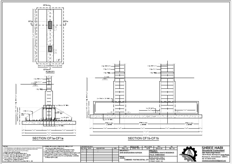 Combined Footing Detail CF1 Plan | PDF | Building Engineering ...