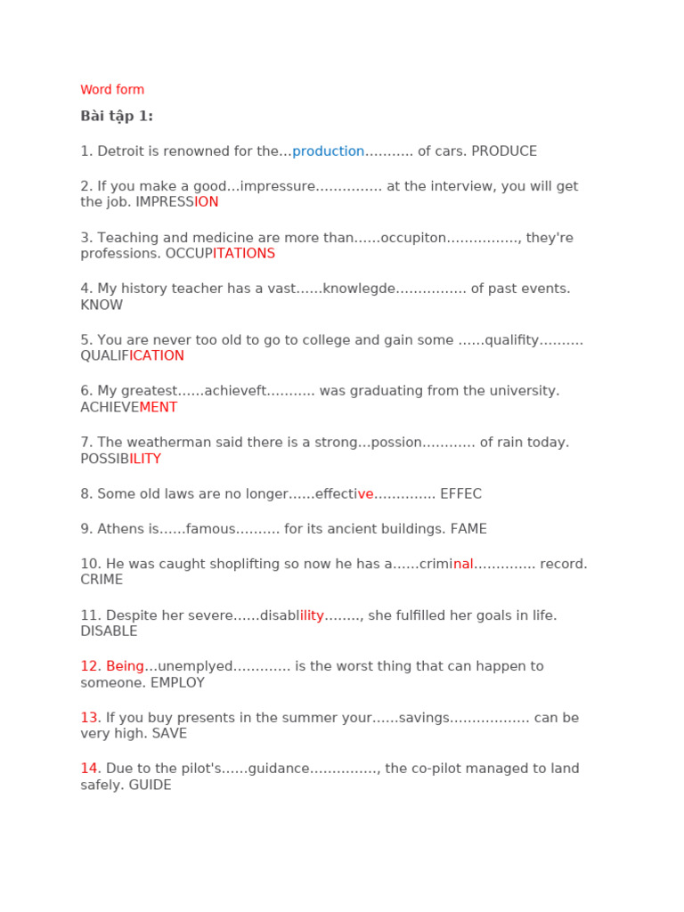English Language Exercises for Vocabulary and Grammar | PDF