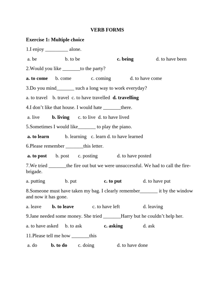 VERB FORMS | PDF