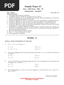 Class x Maths (Standard) 30 Sample Papers 2024-25 (Nodia) (1)