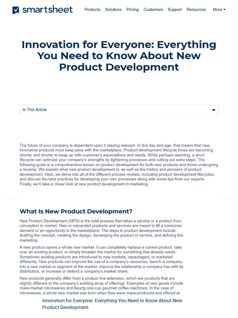 Product Development Process 101 Smartsheet Pdf Design For Six