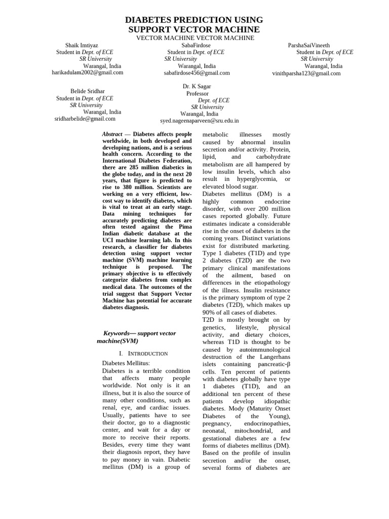 Diabetes Prediction with SVM Analysis | PDF | Support Vector Machine ...