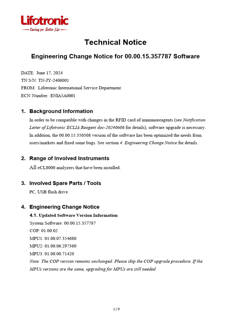 Technical Notice: Engineering Change Notice For 00.00.15.357787 ...