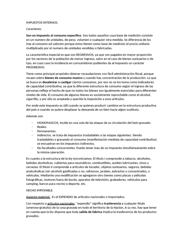 Impuestos Internos: Características y Estructura | PDF | Impuestos ...