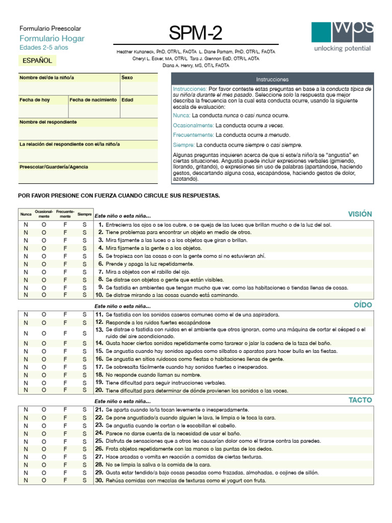 IMPRESIÓN 1 CARA - SPM-2, 2 A 5 Años CASA | PDF