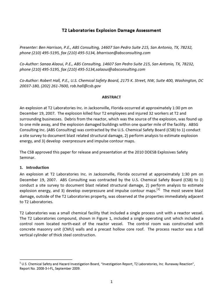 T2 Laboratories Explosion Damage Assessment | PDF | Explosion | Trailer ...