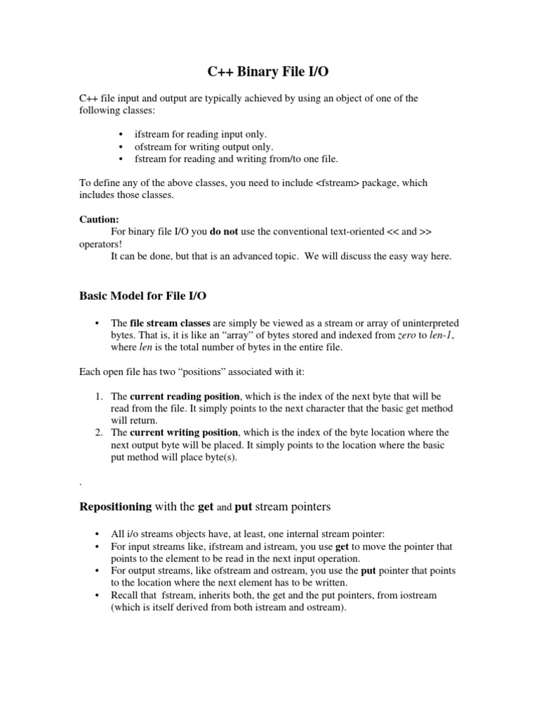 Binary Files | PDF | Data Type | Pointer (Computer Programming)