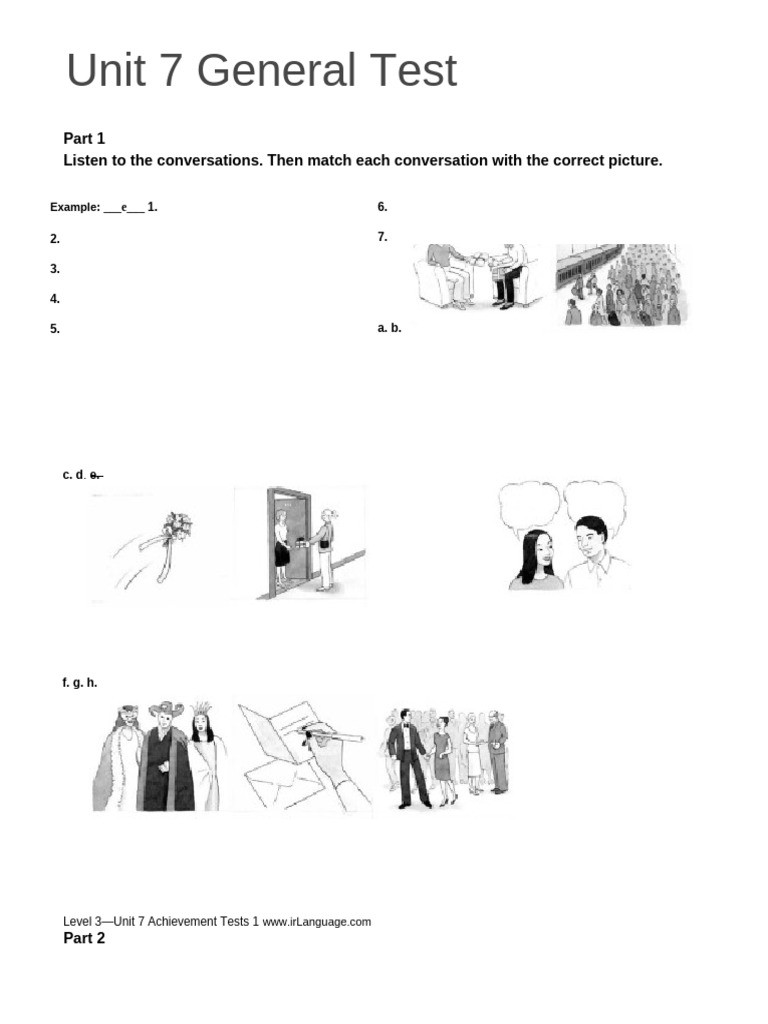 Unit 7 General Test: Language Skills | PDF | Wedding | Fashion Related ...