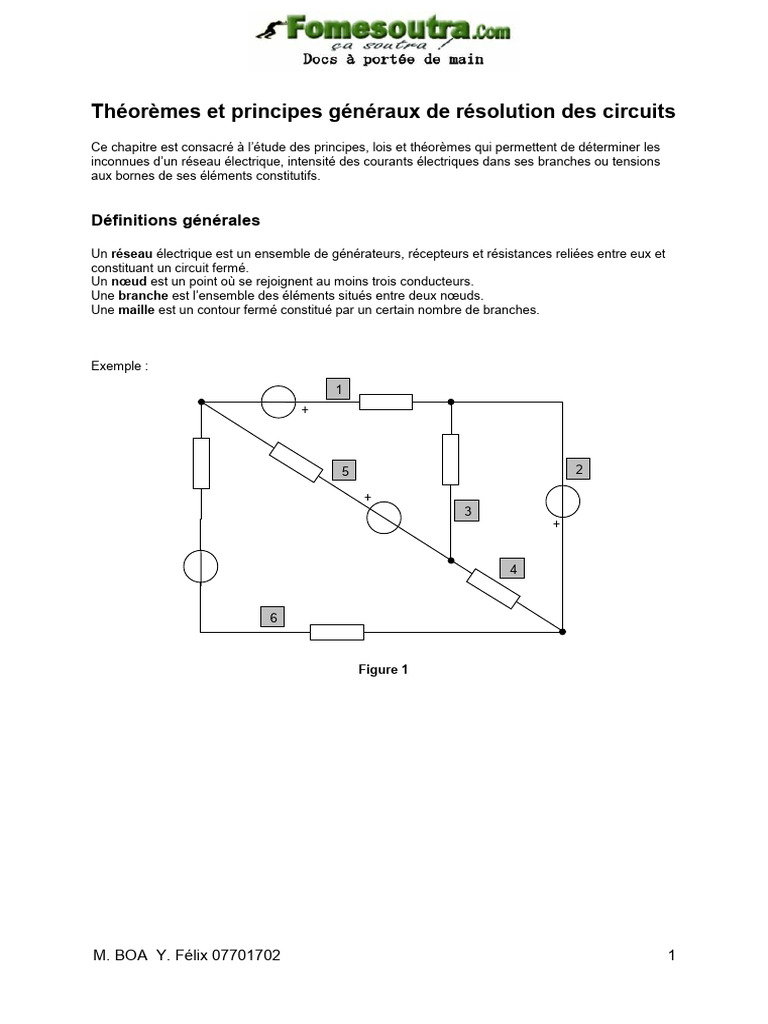 Théorèmes Et Principes Généraux de Résolution Des Circuits | PDF