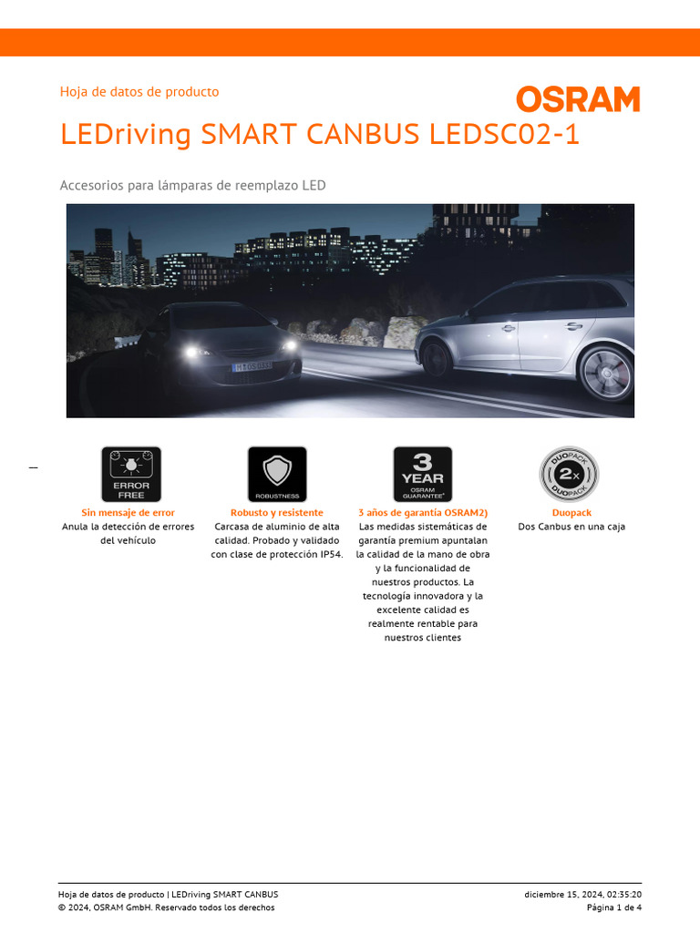 LEDriving SMART Canbus OSRAM | PDF | Diodo emisor de luz