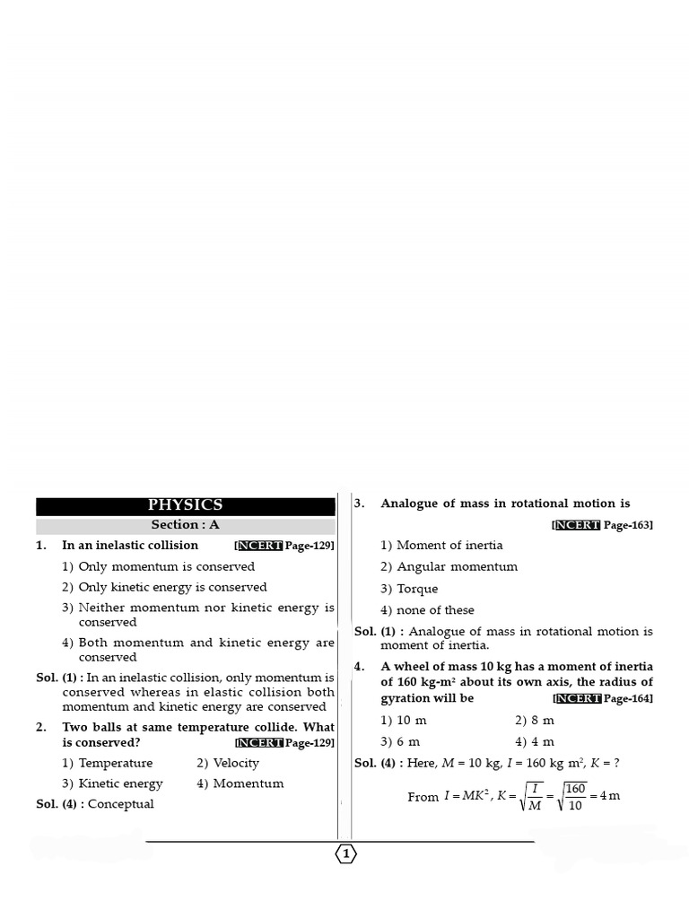 RBD ,COM, COLLISIONS | PDF | Rotation Around A Fixed Axis | Torque