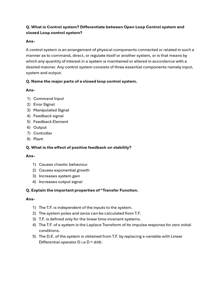 Automatic Control System Section A | PDF | Electric Motor | Inductance