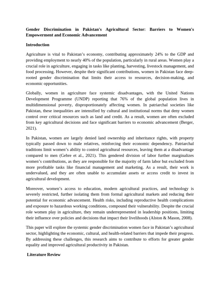 Gender Discrimination in Pakistan Agriculture | PDF | Social Exclusion ...