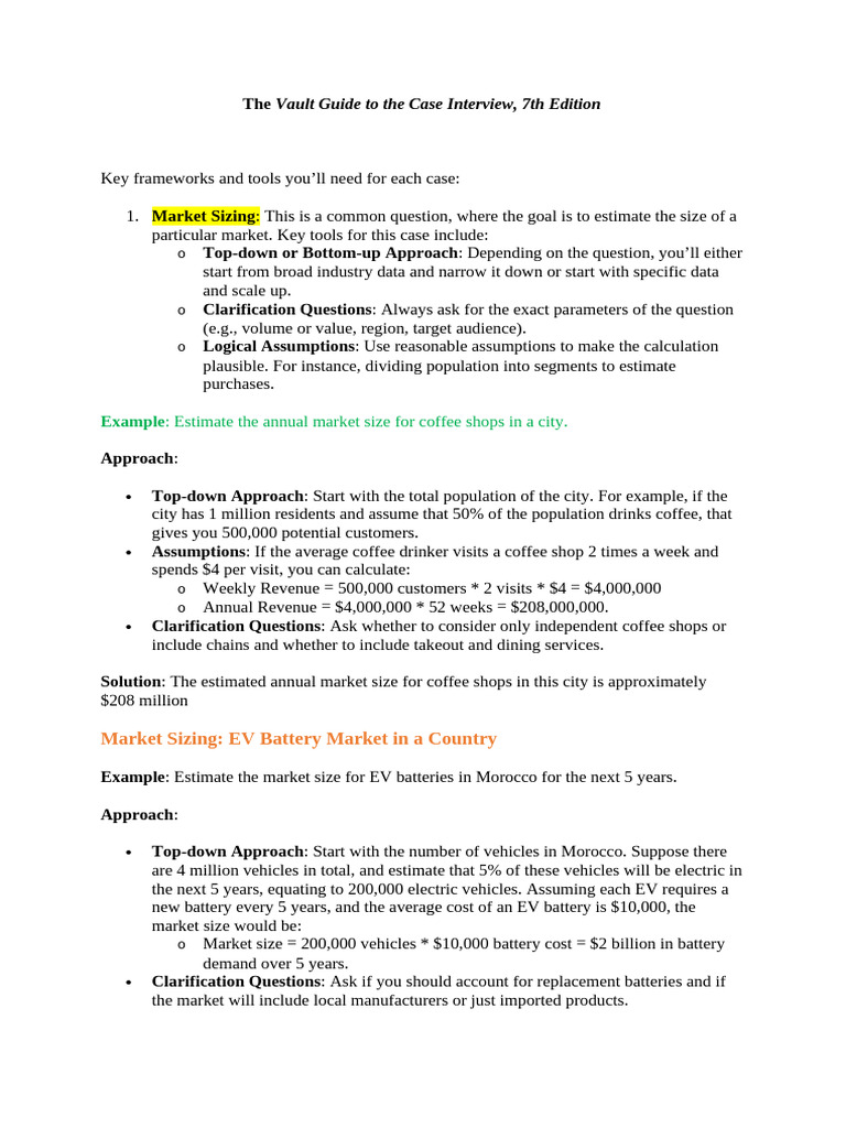 The Vault Guide To The Case Interview | PDF | Mergers And Acquisitions ...
