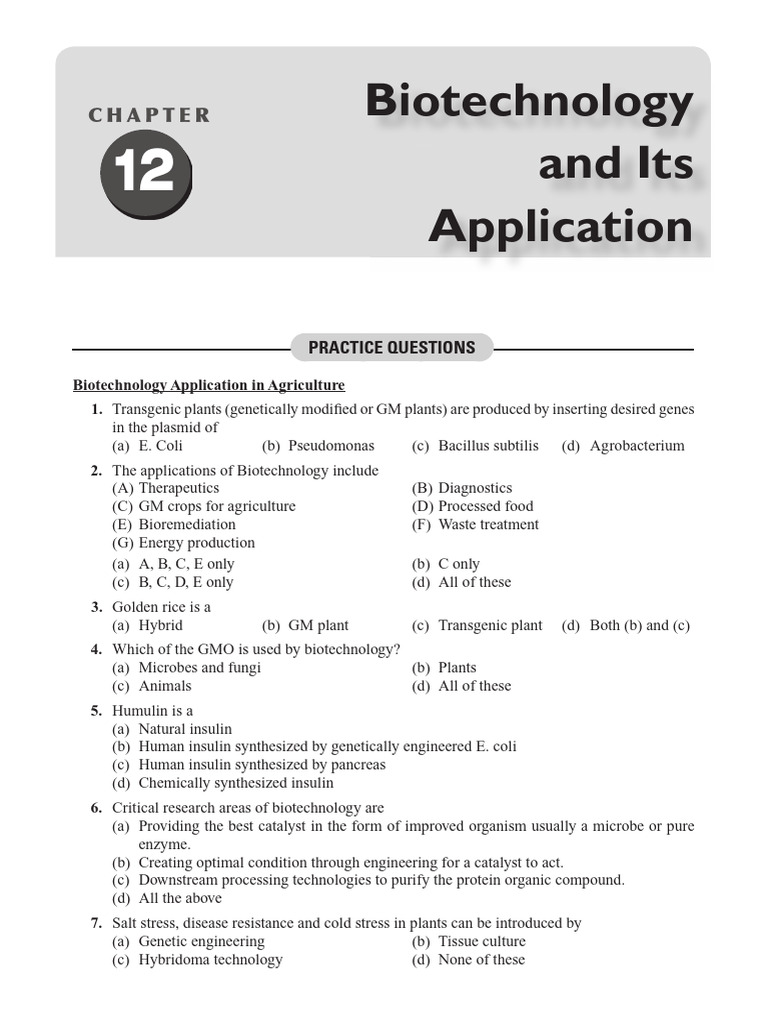 Biotechnology in Agriculture Applications | PDF | Genetically Modified ...