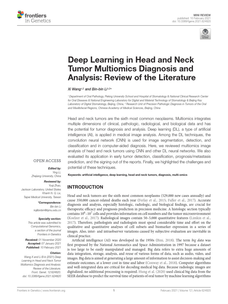 Deep Learning for Head and Neck Tumors | PDF | Head And Neck Cancer ...