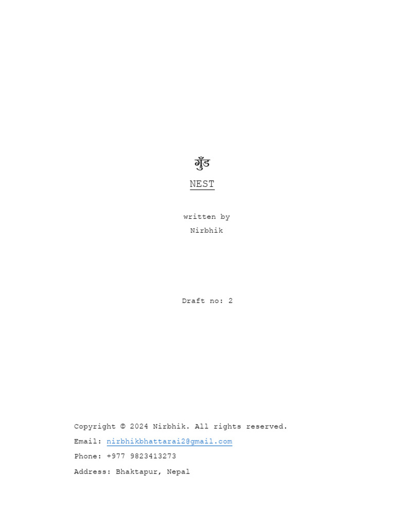 Nest (गुँड) - Second Draft for Review | PDF | Bathroom