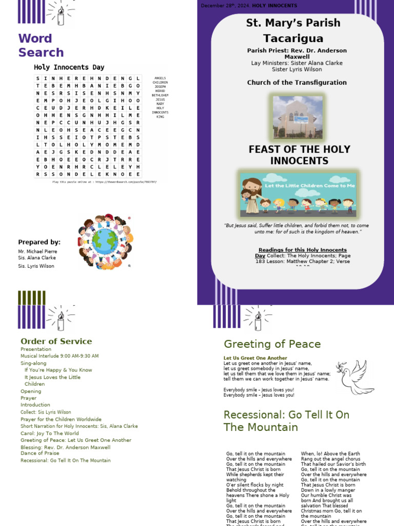 Holy Innocents Day Service Program | PDF | Jesus | Religious Belief And ...