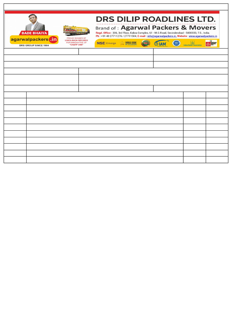 SAPRET 17 Feet Moving Services Quotation | PDF