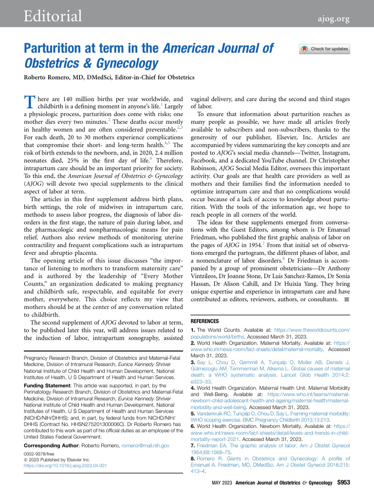 Parturition at Term in The em American Journal of | PDF | Childbirth ...