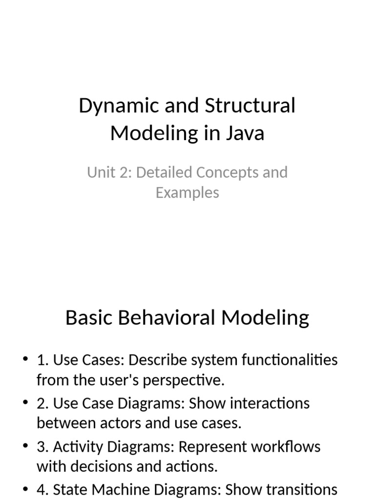 Java Dynamic And Structural Modeling Guide Pdf