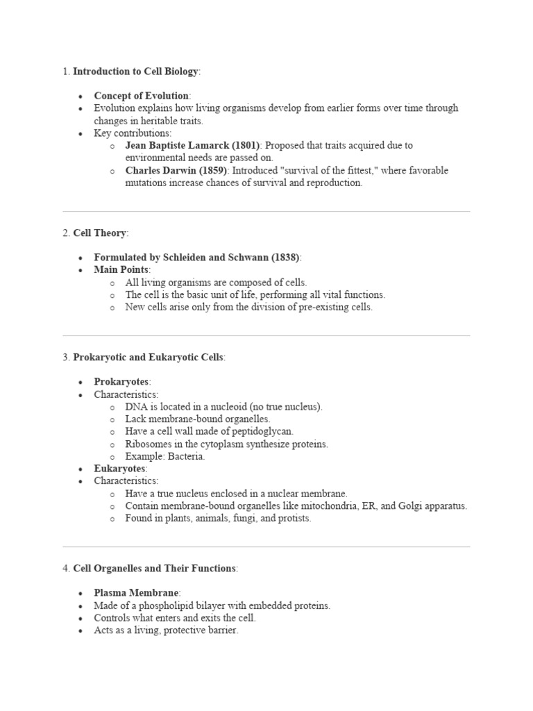 Overview of Cell Biology Concepts | PDF | Cell (Biology) | Eukaryotes