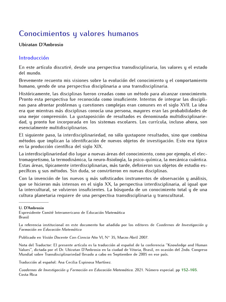 Conocimientos y valores humanos | PDF | Conocimiento | Comportamiento