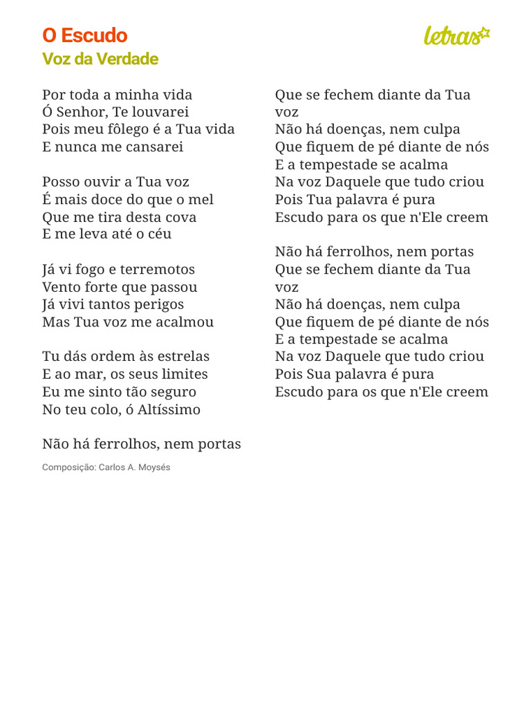 O ESCUDO - Voz Da Verdade (Impressão) | PDF