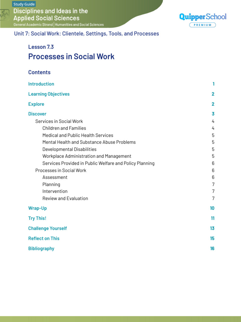 Social Work Processes and Methods Explained | PDF | Social Work ...