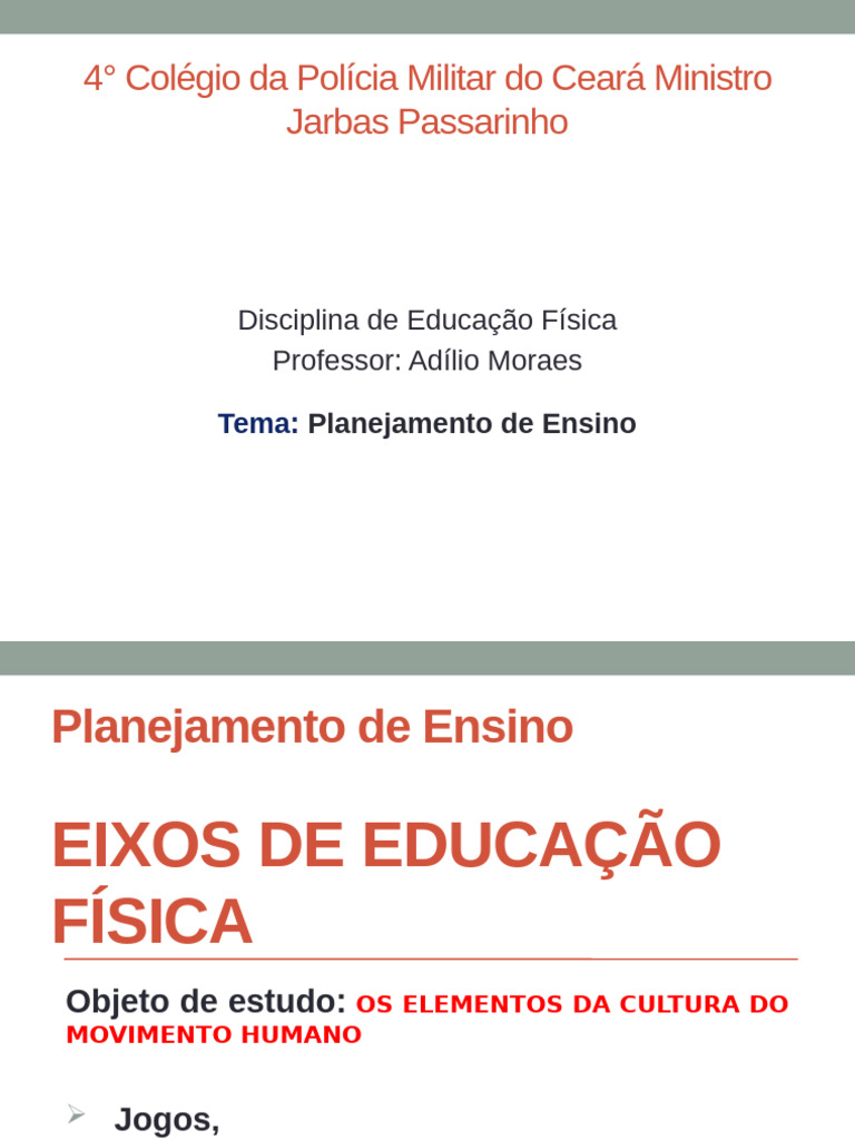 Planejamento de Ensino em Educação Física | PDF | Ginástica | Educação ...