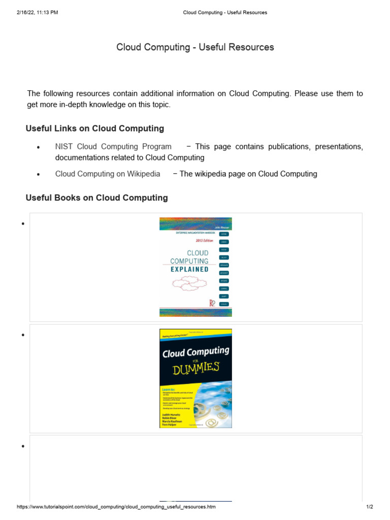 Cloud Computing Useful Resources Pdf
