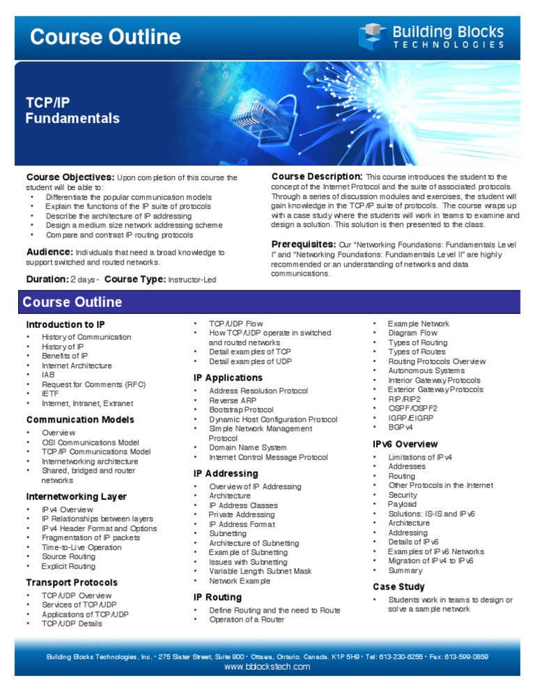 TCP/IP Fundamentals Course Overview | PDF | Internet Protocols | I Pv6