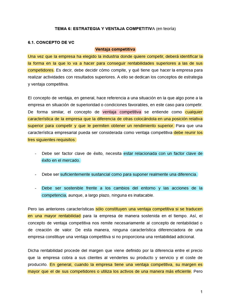 Estrategia y Ventaja Competitiva Empresarial | PDF | Business ...