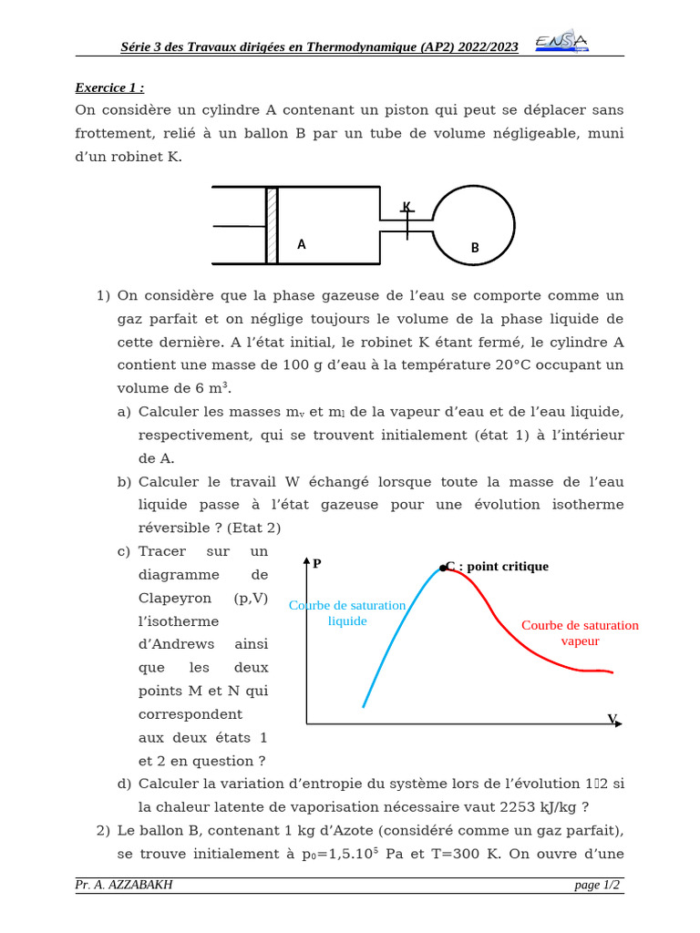Isothermes d'Andrews en Thermodynamique | PDF | Entropie | Chaleur