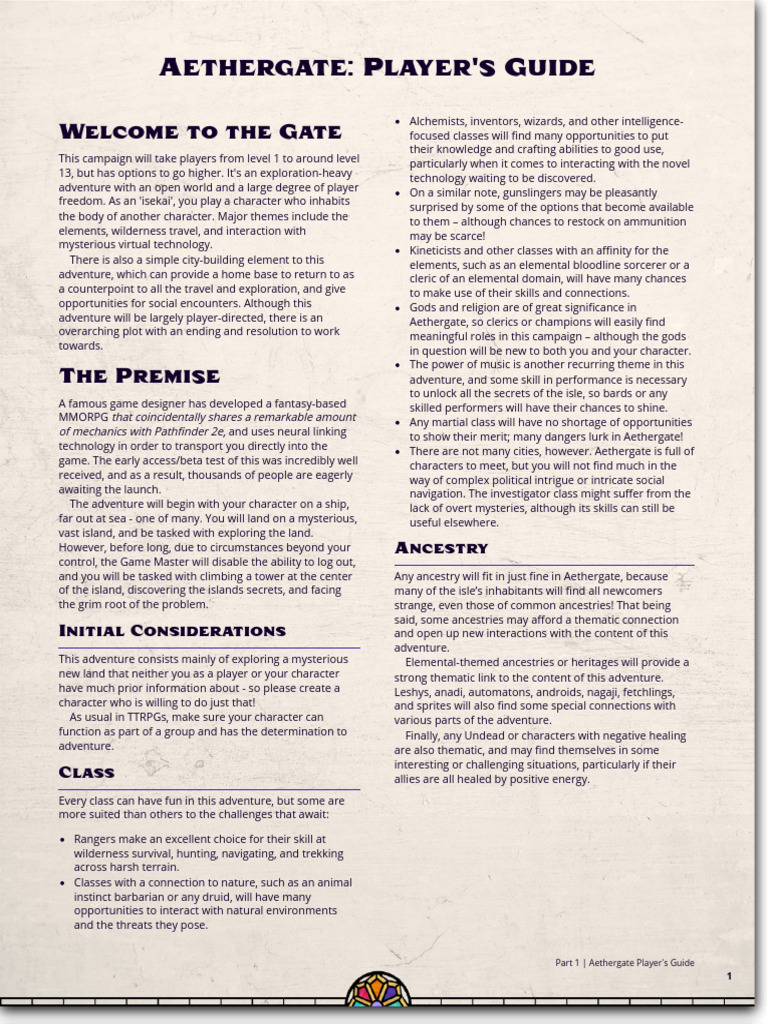 Aethergate Players Guide 1.0-1 | PDF
