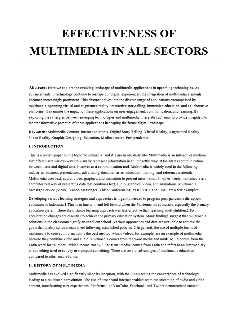 Effectiveness of Multimedia in All Sectors | PDF | Multimedia | Virtual ...
