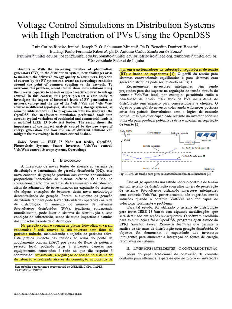 Voltage Control Simulations in Distribution Systems With High ...