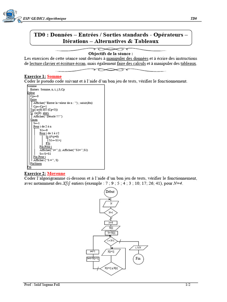 Exercices d'Algorithmique en Python | PDF | Algorithmes | Arithmétique