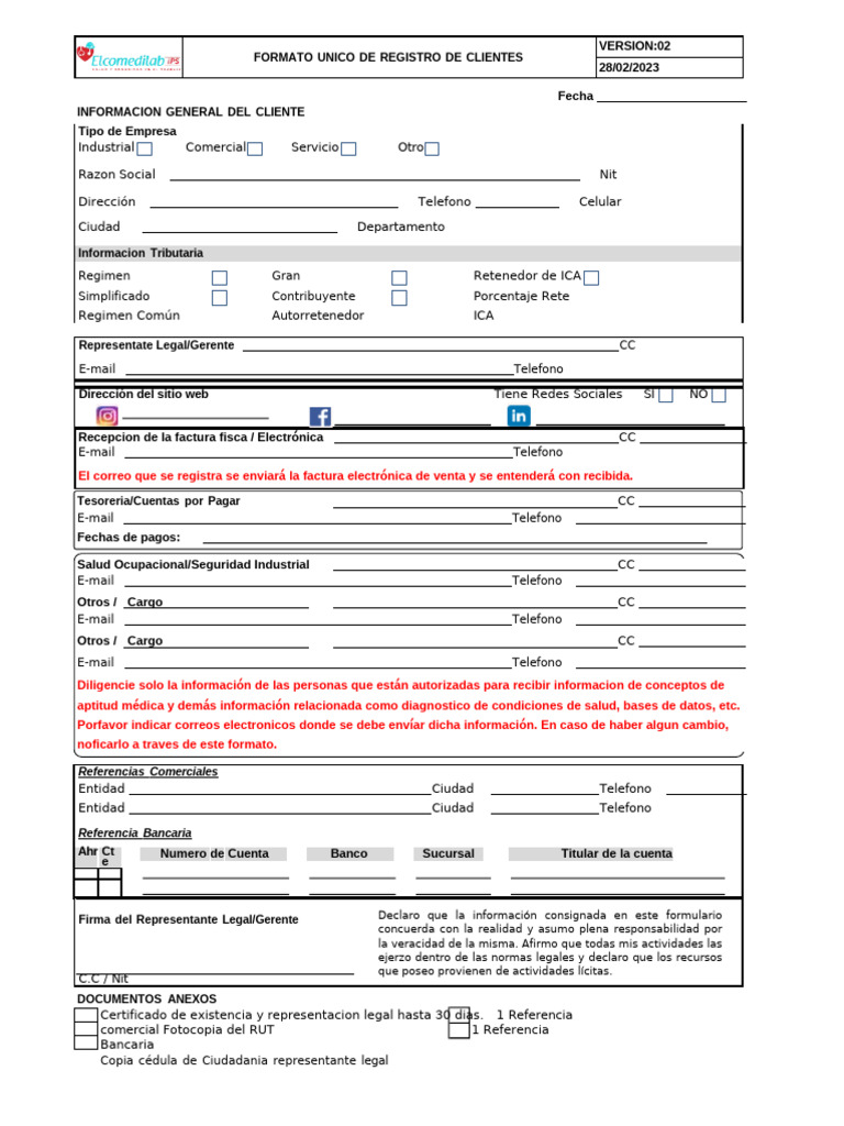 Formato Registro de Clientes para Tesorería | PDF | Industrias de servicio