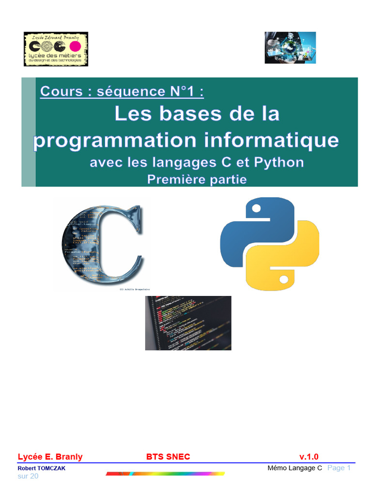 Bases du Langage C et Python | PDF | Python (Langage de programmation ...