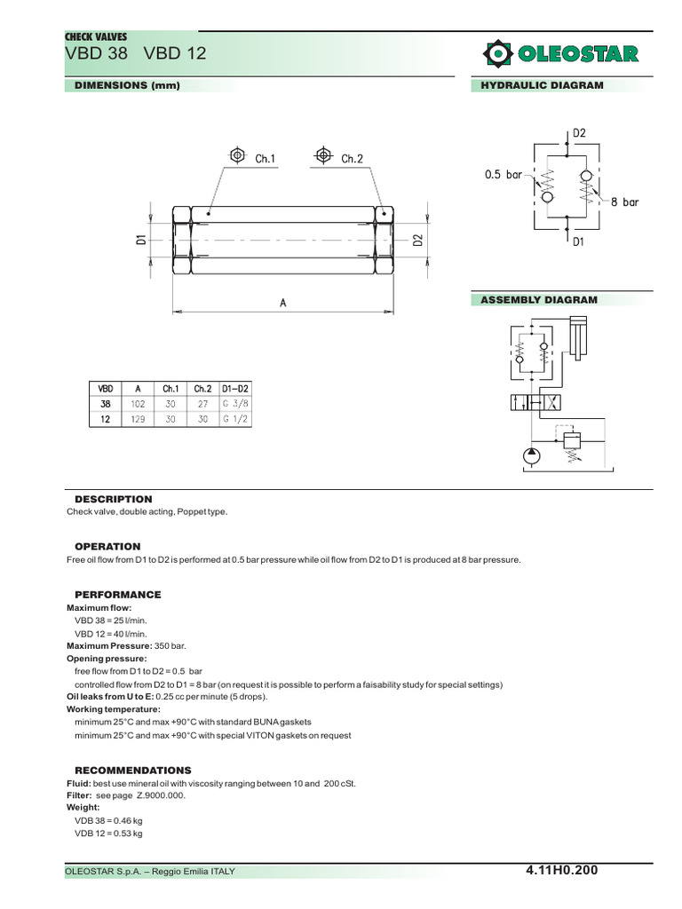 VBD 38 VBD 12: Check Valves | PDF