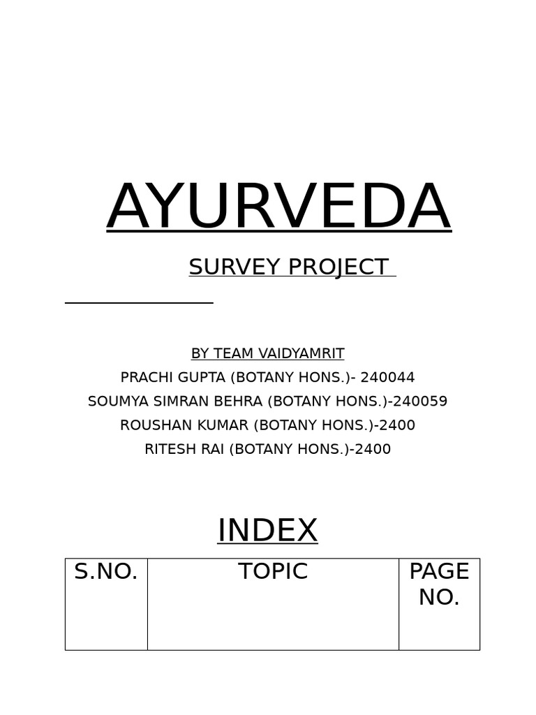 AYURVEDA Project | PDF | Ayurveda | Foods