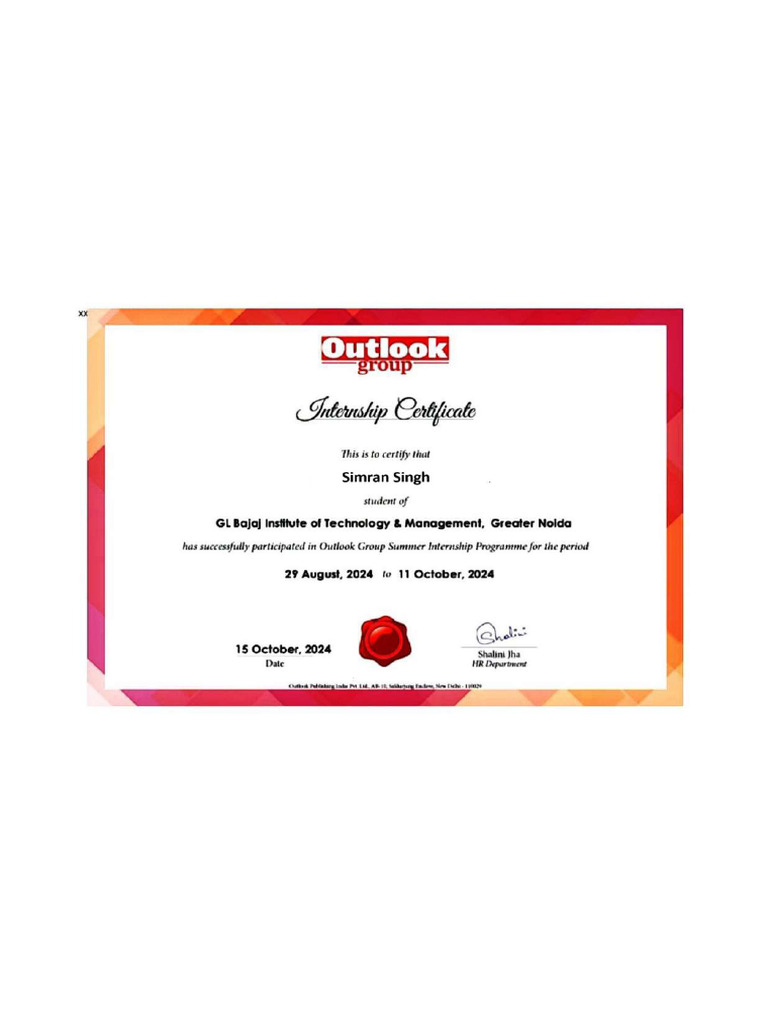 Sim Internship Certificate | PDF