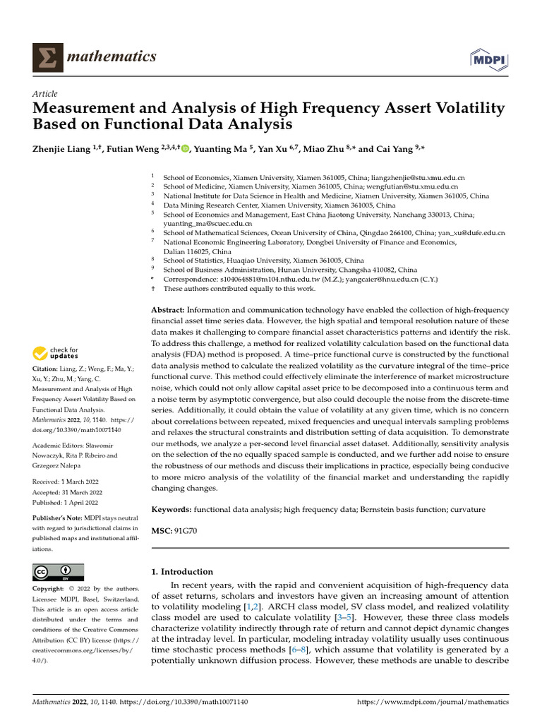 Measurement and Analysis of High Frequency Assert Volatility 1ba2xkfu ...