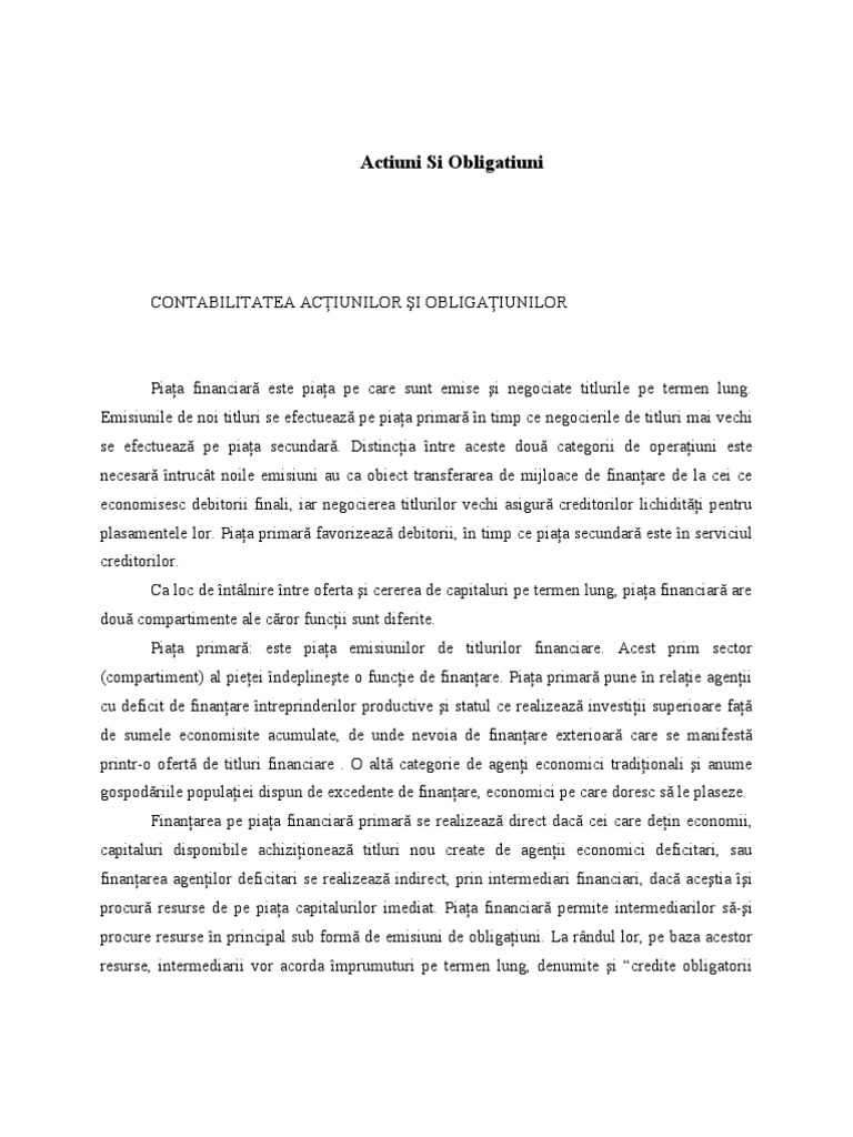 Actiuni Si Obligatiuni PDF