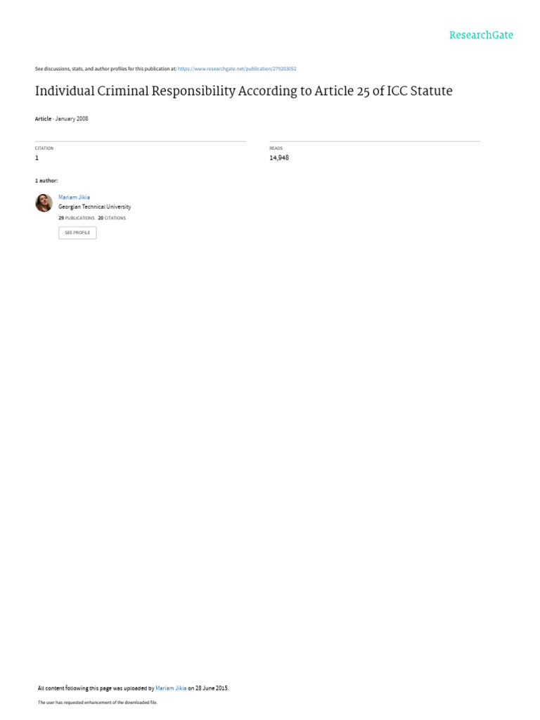 Individual Criminal Responsibility in ICC Statute | PDF | International ...