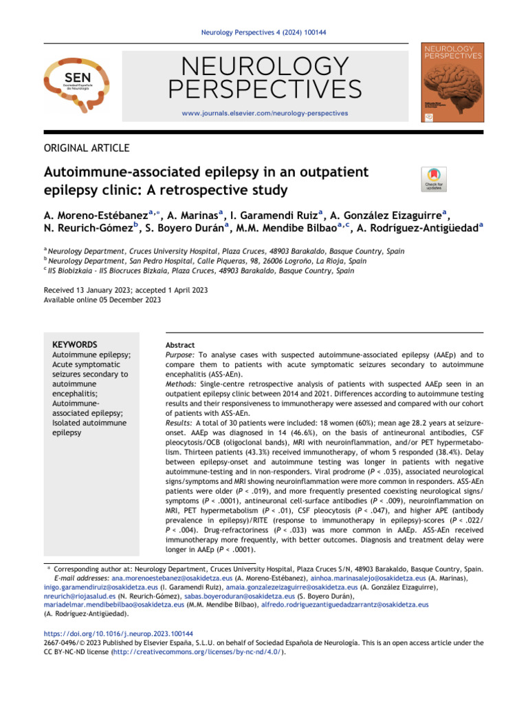 Autoimmune Epilepsy: AAEp vs ASS-AEn | PDF | Epilepsy | Immunology