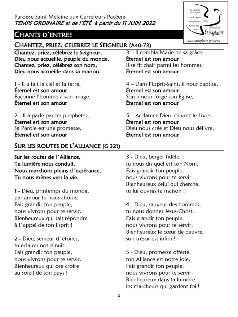 Chants de Louange à la Paroisse Saint Melaine | PDF | Agnus Dei ...
