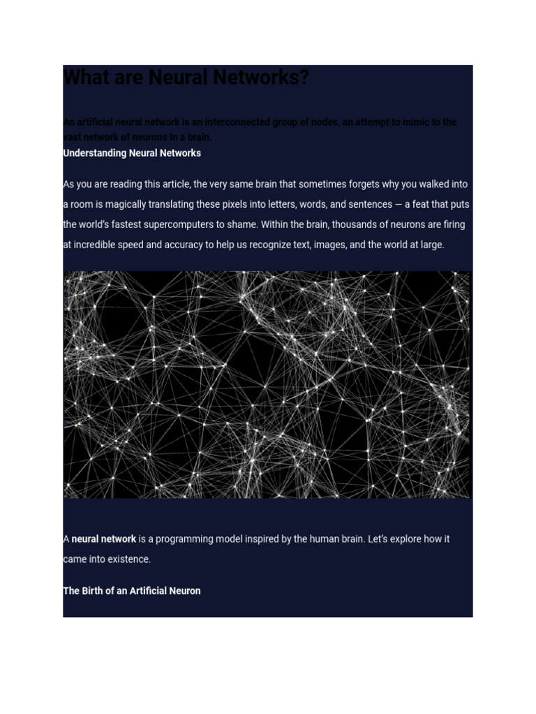What Are Neural Networks | PDF | Artificial Neural Network | Artificial ...