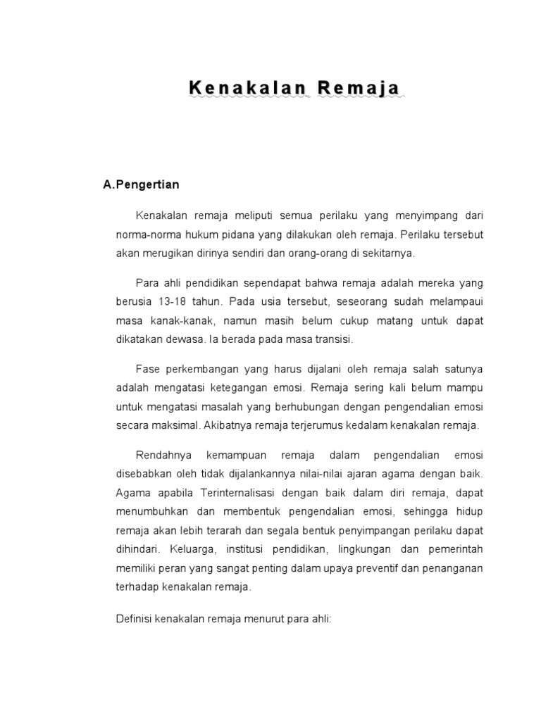Kenakalan Remaja Pdf